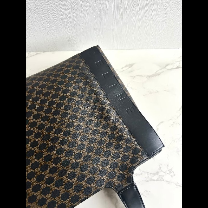 【LA LUNE】絕版中古包 Celine 黑色老花托特包 手提包 古董包 二手包 復古包-4
