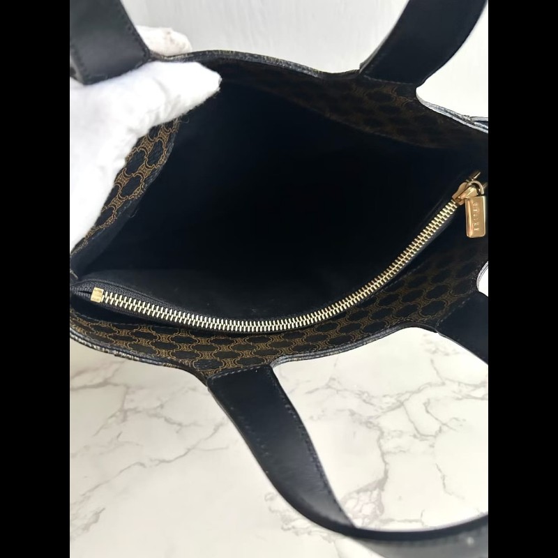 【LA LUNE】絕版中古包 Celine 黑色老花托特包 手提包 古董包 二手包 復古包-5