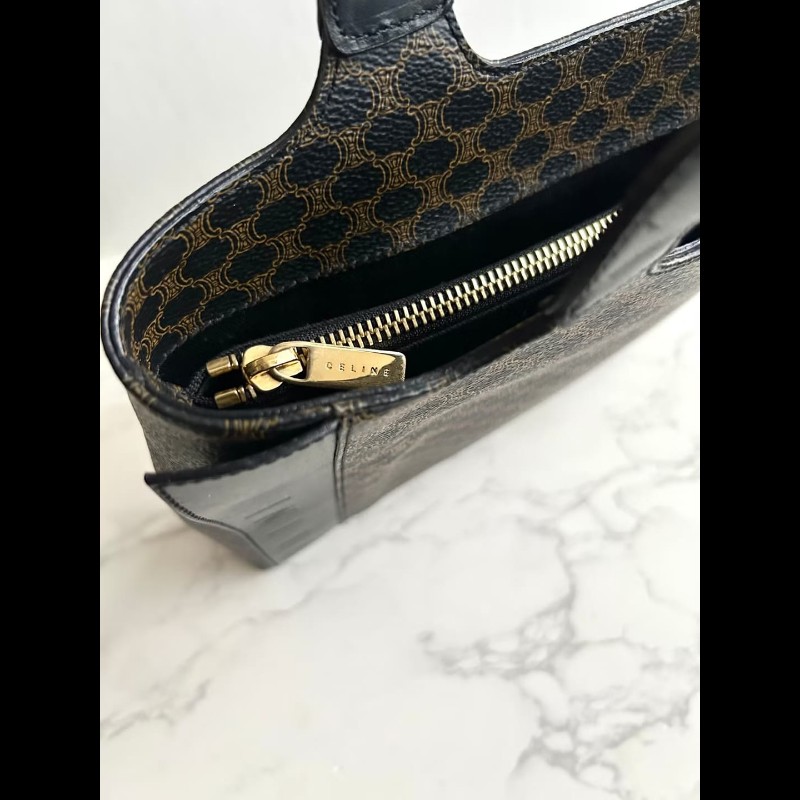 【LA LUNE】絕版中古包 Celine 黑色老花托特包 手提包 古董包 二手包 復古包-6