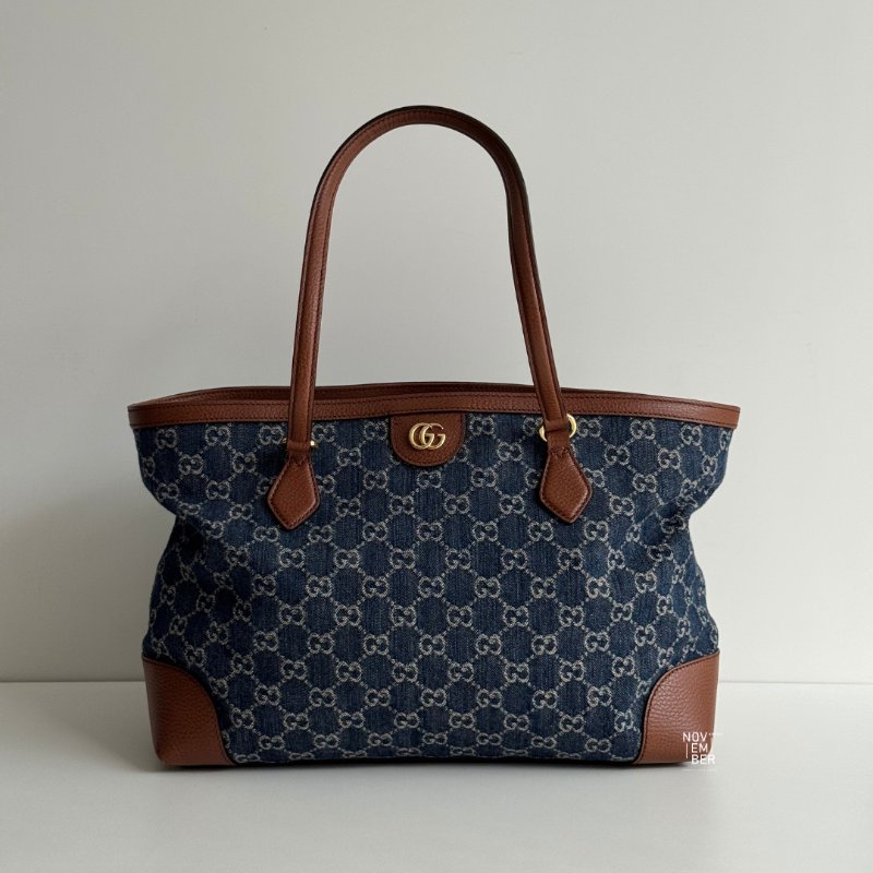 95新🆕 Gucci 古馳 牛仔托特包 深藍老花-0