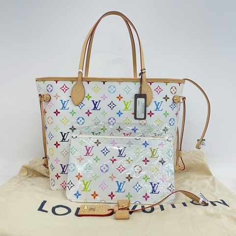 98新❤️Louis Vuitton/路易威登白三彩中號neverfull單肩包托特包子母包 ✅正品