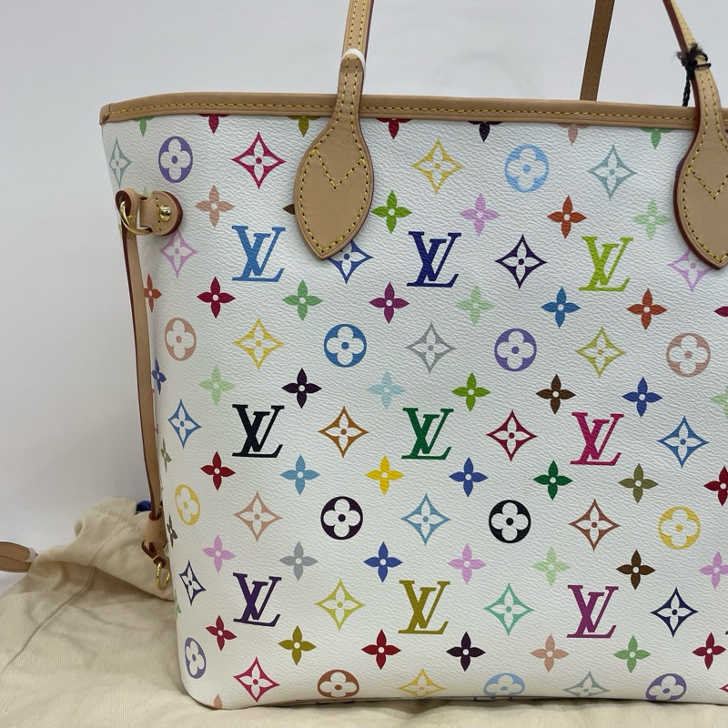 98新❤️Louis Vuitton/路易威登白三彩中號neverfull單肩包托特包子母包 ✅正品-1
