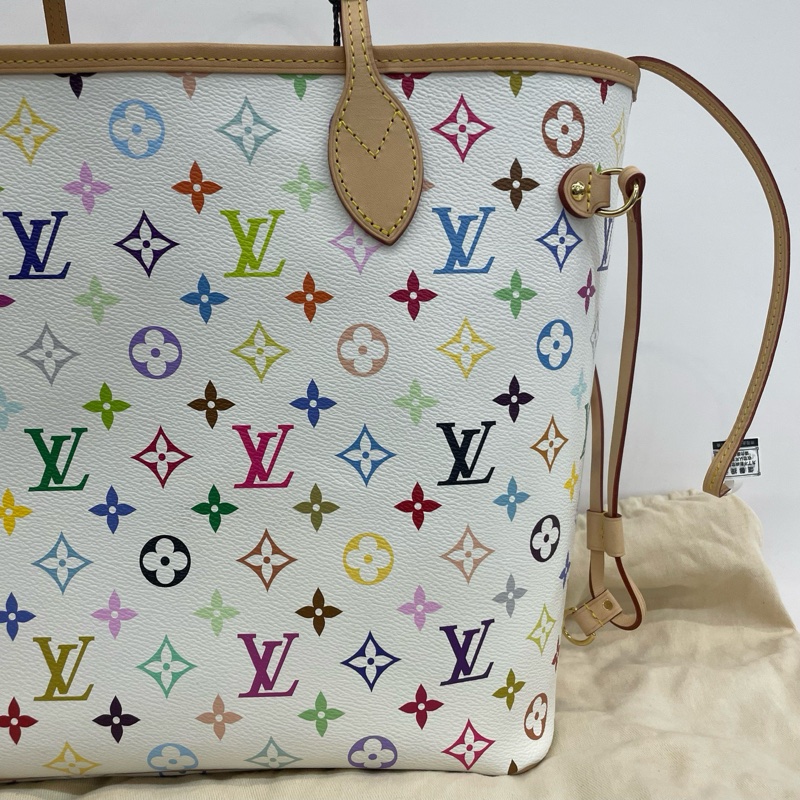 98新❤️Louis Vuitton/路易威登白三彩中號neverfull單肩包托特包子母包 ✅正品-2