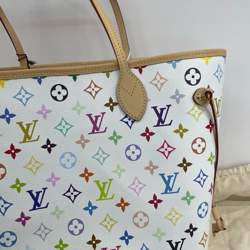 98新❤️Louis Vuitton/路易威登白三彩中號neverfull單肩包托特包子母包 ✅正品-5