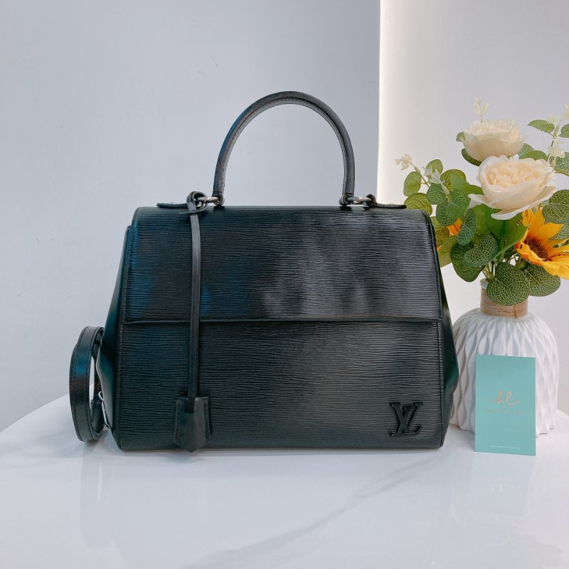 MS0733 Louis Vuitton 路易威登 水波紋 手提包 黑色 銀扣 Cluny Bag 29cm Epi Black x PHW-0