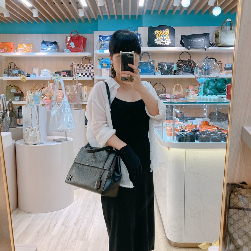 MS0733 Louis Vuitton 路易威登 水波紋 手提包 黑色 銀扣 Cluny Bag 29cm Epi Black x PHW-1