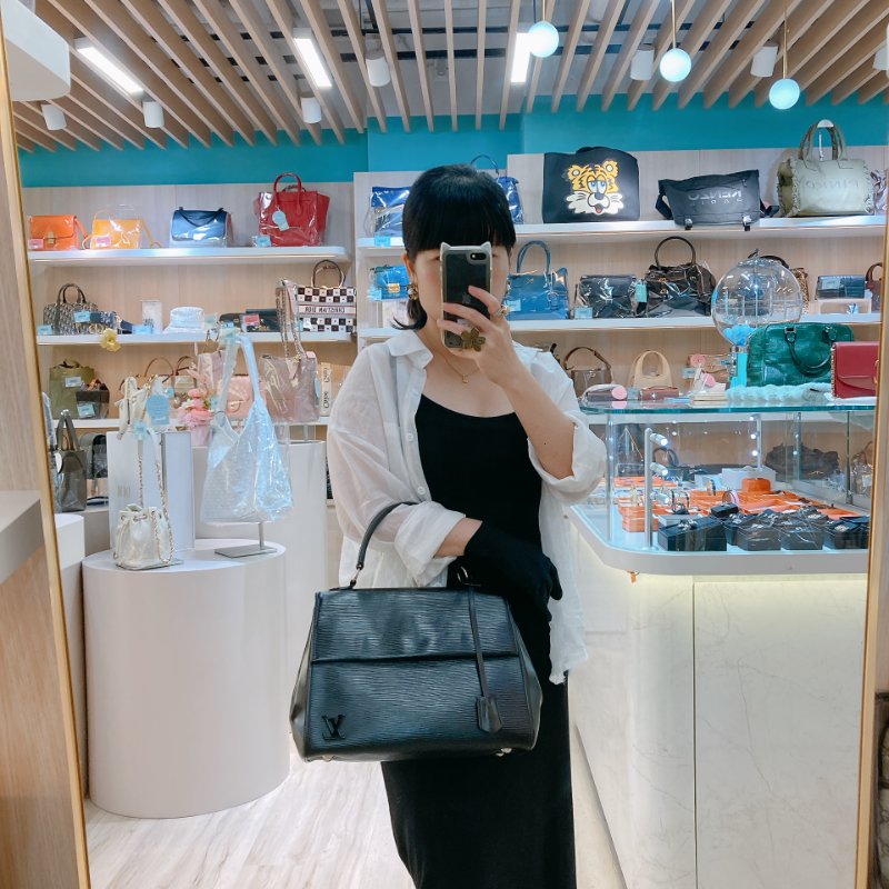 MS0733 Louis Vuitton 路易威登 水波紋 手提包 黑色 銀扣 Cluny Bag 29cm Epi Black x PHW-2