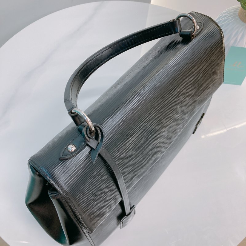 MS0733 Louis Vuitton 路易威登 水波紋 手提包 黑色 銀扣 Cluny Bag 29cm Epi Black x PHW-12