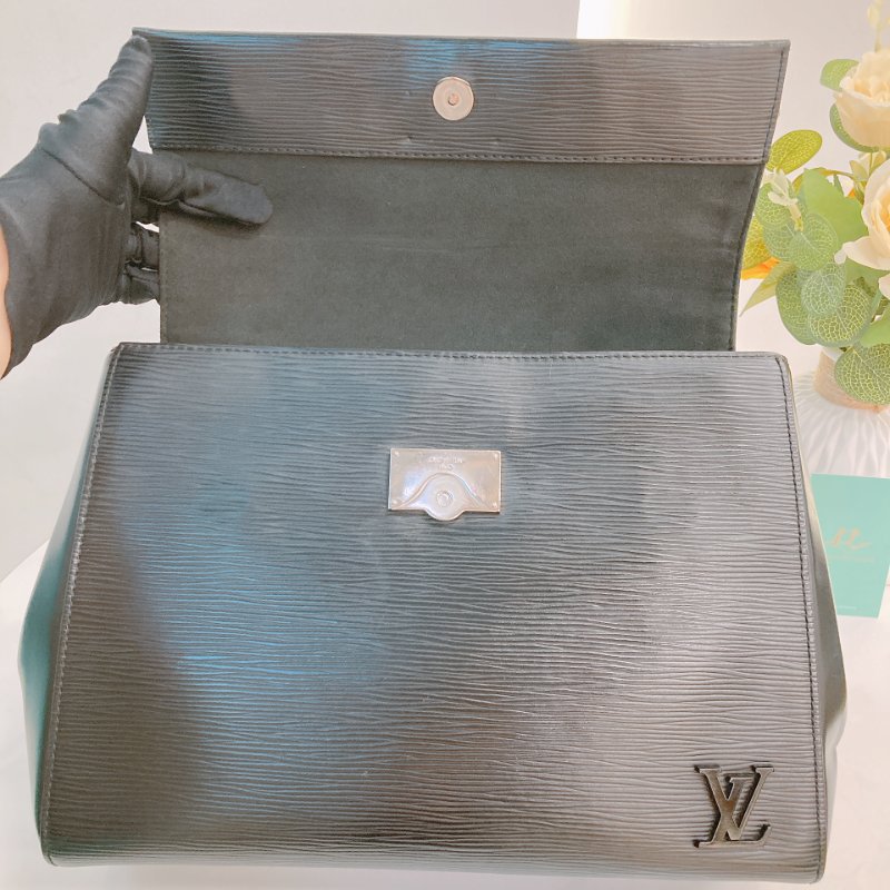 MS0733 Louis Vuitton 路易威登 水波紋 手提包 黑色 銀扣 Cluny Bag 29cm Epi Black x PHW-20