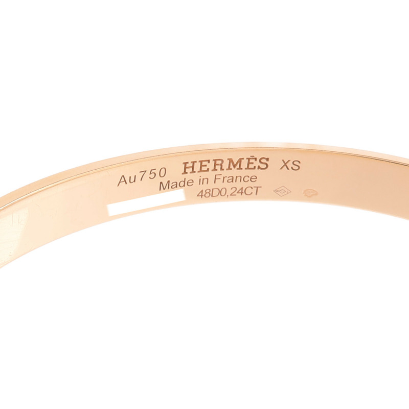 HERMES 18K玫瑰金Collier De Chien Bracelet XS鑽石手鐲-6