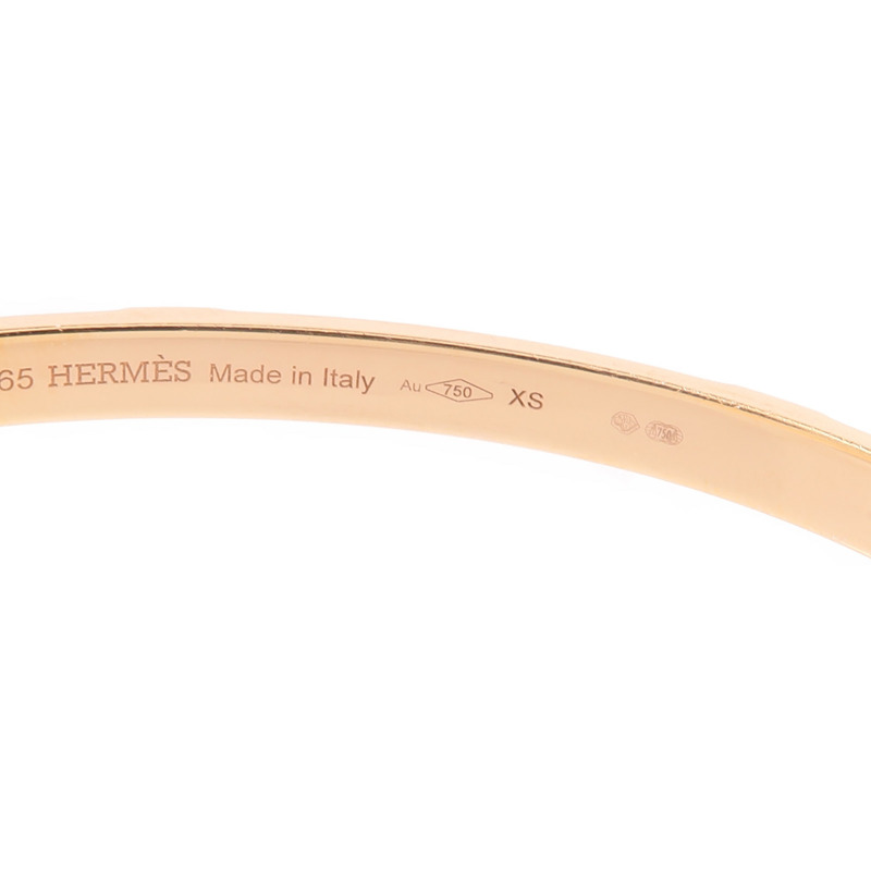 HERMES 18K玫瑰金Mini Clous Bracelet手鐲-4