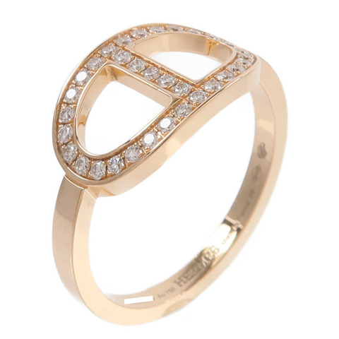 HERMES 18K玫瑰金H Bague Dancre Ring鑽石戒指