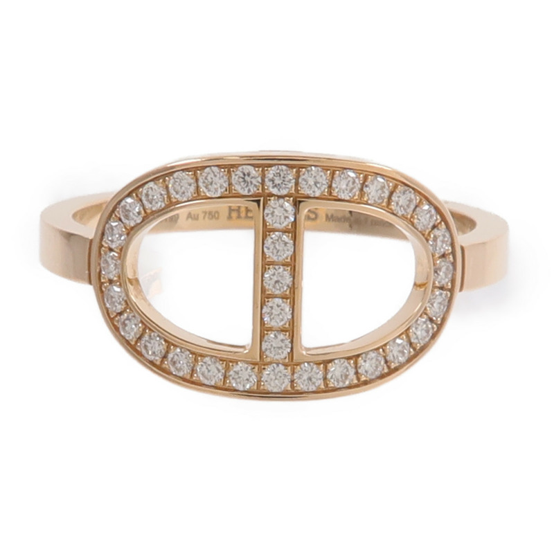 HERMES 18K玫瑰金H Bague Dancre Ring鑽石戒指-1