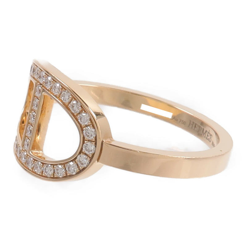 HERMES 18K玫瑰金H Bague Dancre Ring鑽石戒指-2