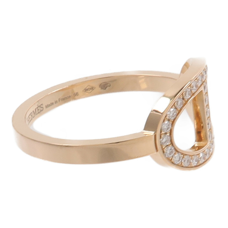 HERMES 18K玫瑰金H Bague Dancre Ring鑽石戒指-3