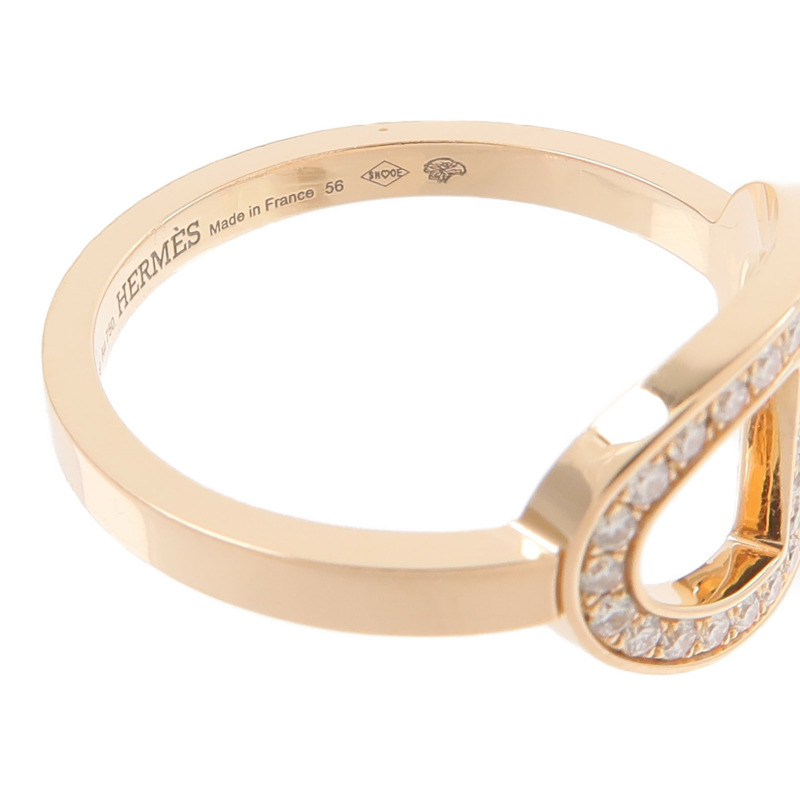 HERMES 18K玫瑰金H Bague Dancre Ring鑽石戒指-4
