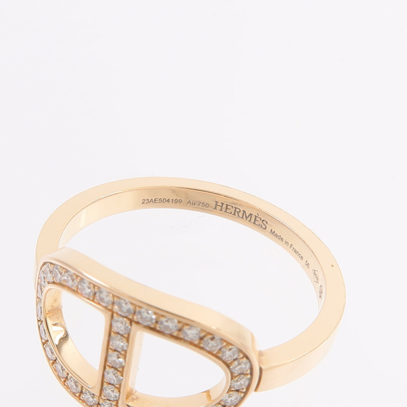 HERMES 18K玫瑰金H Bague Dancre Ring鑽石戒指-5