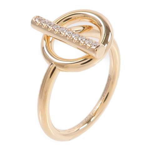 HERMES 18K玫瑰金Echappee Ring鑽石戒指
