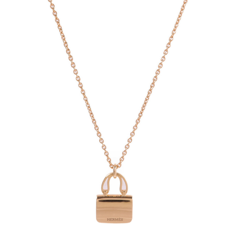 HERMES 18K玫瑰金Amulettes Constance鑽石項鍊-1