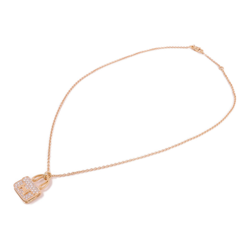HERMES 18K玫瑰金Amulettes Constance鑽石項鍊-3
