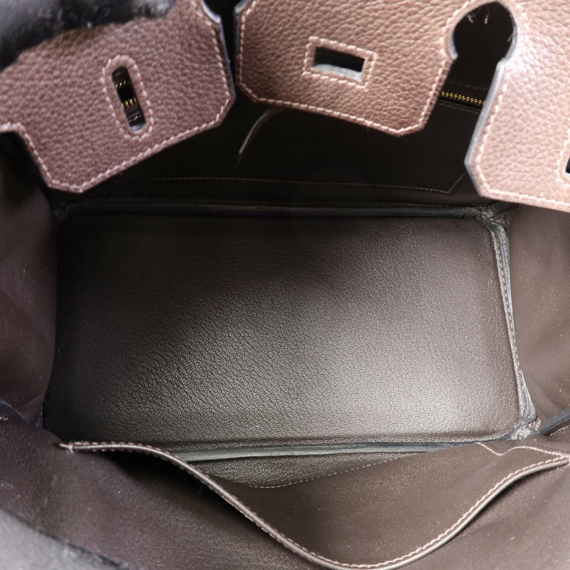 HERMES Barenia皮革Birkin 25手挽袋Ebene-4