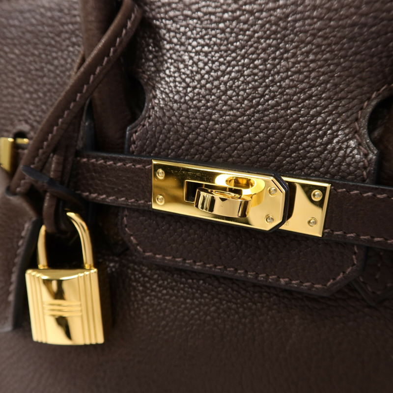 HERMES Barenia皮革Birkin 25手挽袋Ebene-6