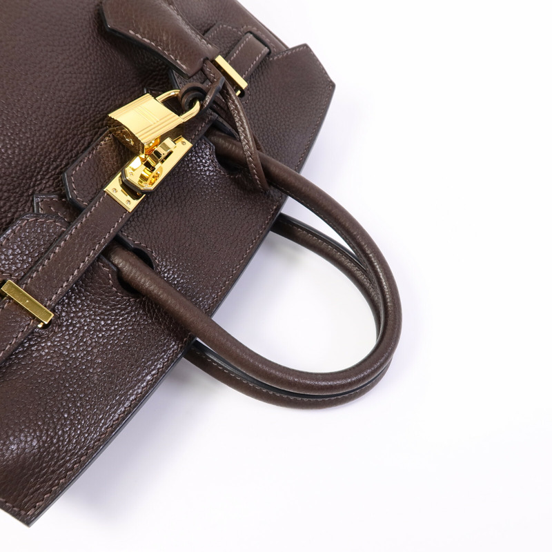 HERMES Barenia皮革Birkin 25手挽袋Ebene-8