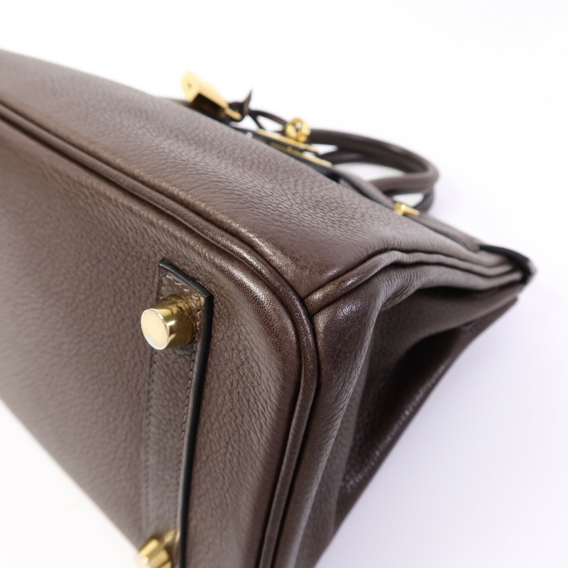 HERMES Barenia皮革Birkin 25手挽袋Ebene-10