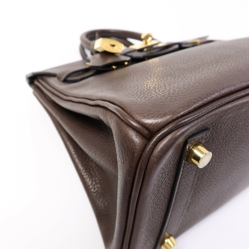 HERMES Barenia皮革Birkin 25手挽袋Ebene-11