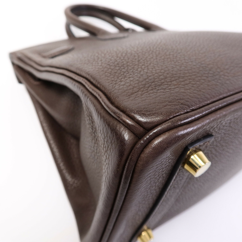 HERMES Barenia皮革Birkin 25手挽袋Ebene-13
