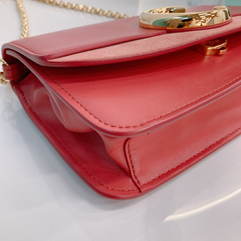 MS0734 Chloe 蔻依 鏈條錢包 斜背 牛皮 玫粉色 金扣 C Wallet On Chain Crossbody Bag Calfskin Pink x GHW-6