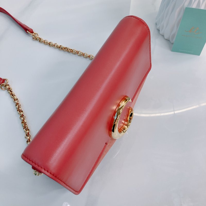 MS0734 Chloe 蔻依 鏈條錢包 斜背 牛皮 玫粉色 金扣 C Wallet On Chain Crossbody Bag Calfskin Pink x GHW-10