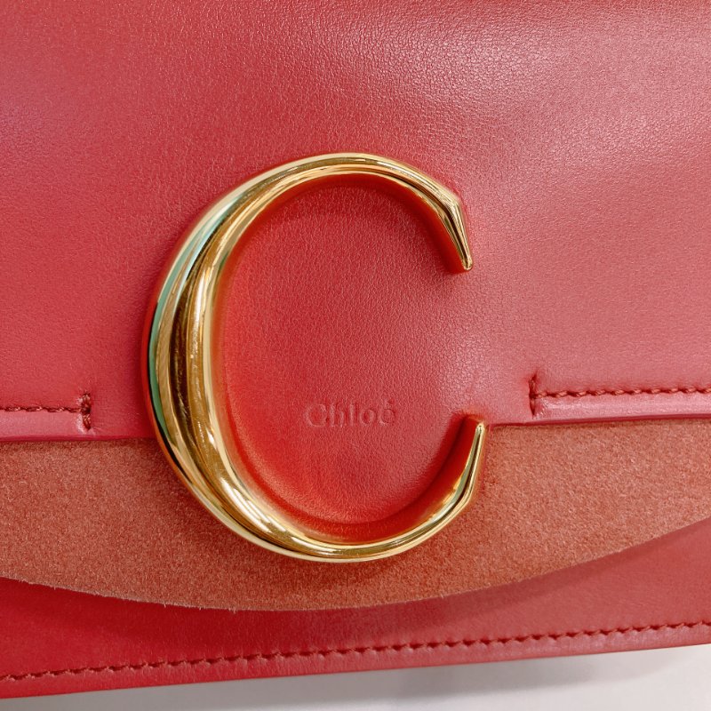 MS0734 Chloe 蔻依 鏈條錢包 斜背 牛皮 玫粉色 金扣 C Wallet On Chain Crossbody Bag Calfskin Pink x GHW-12