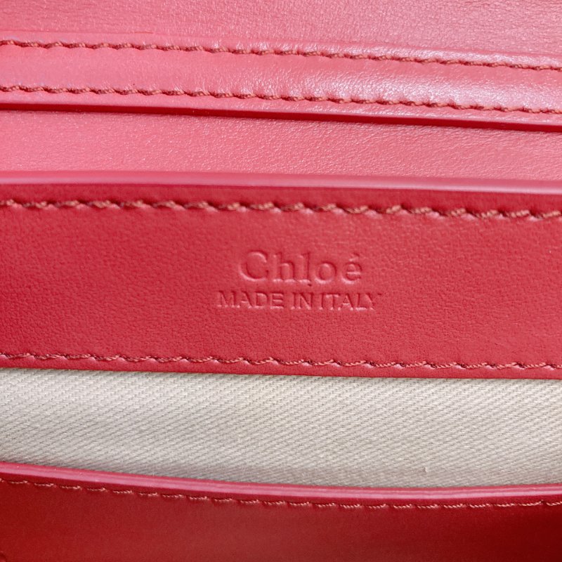 MS0734 Chloe 蔻依 鏈條錢包 斜背 牛皮 玫粉色 金扣 C Wallet On Chain Crossbody Bag Calfskin Pink x GHW-16