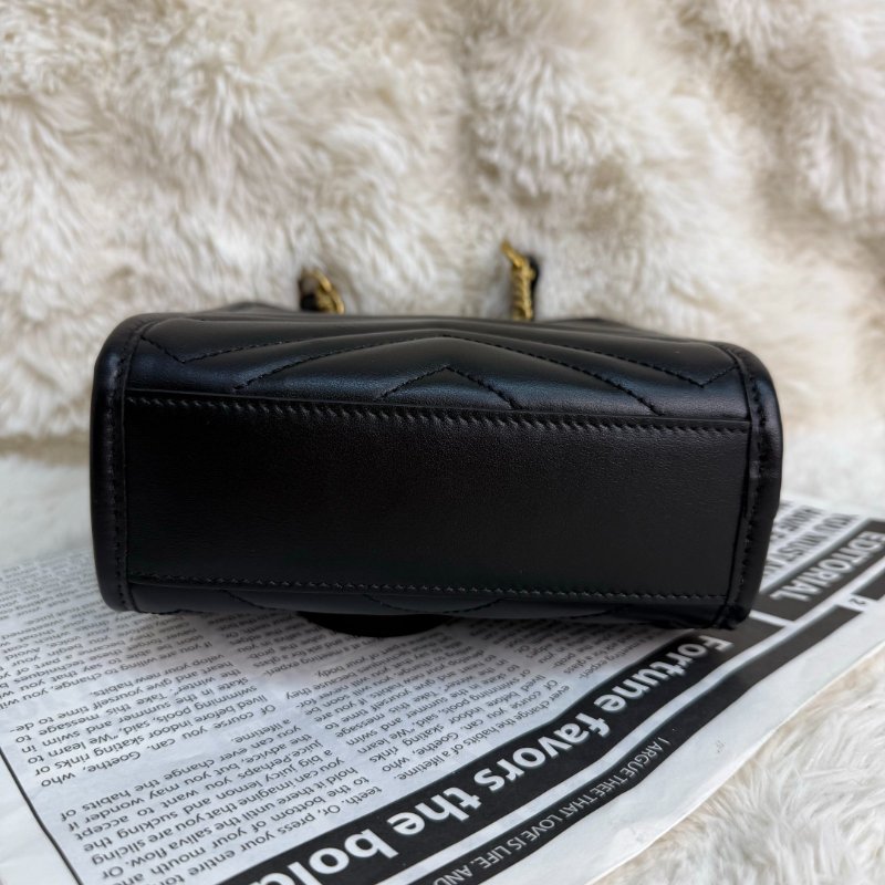 GUCCI 馬蒙 Marmont 托特包 黑色 波浪紋 牛皮 mini 16-3