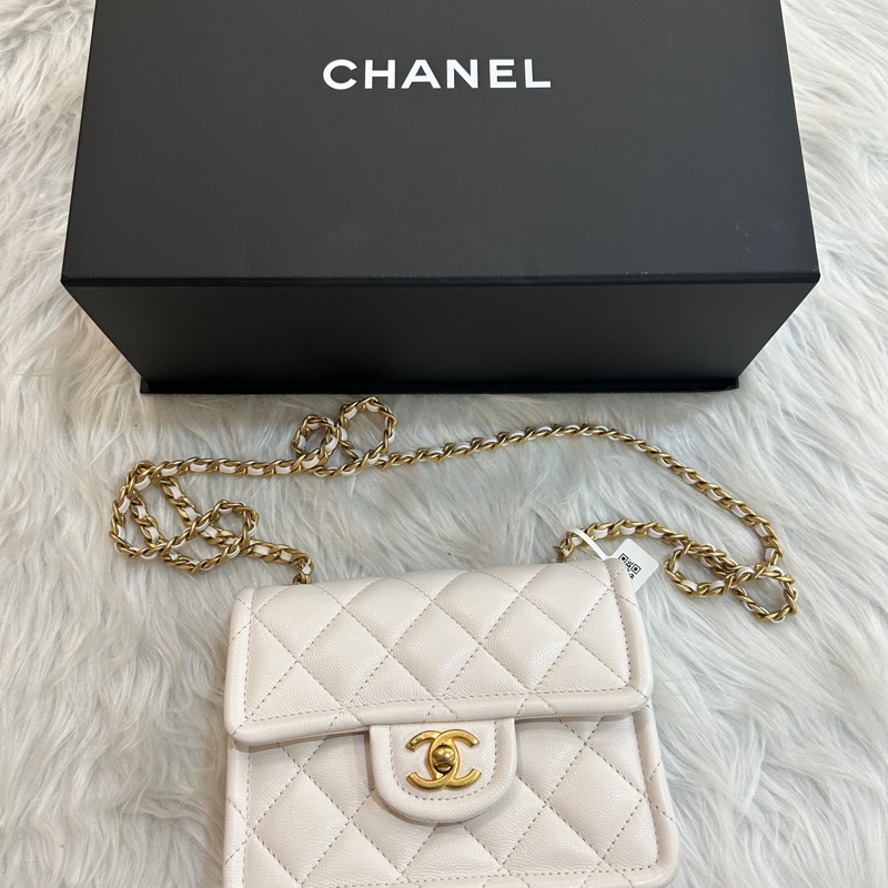 Chanel 白色 豆腐包 附原盒 防塵袋-0