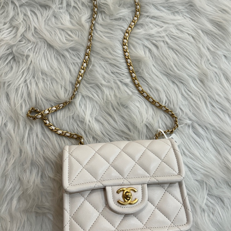 Chanel 白色 豆腐包 附原盒 防塵袋-1
