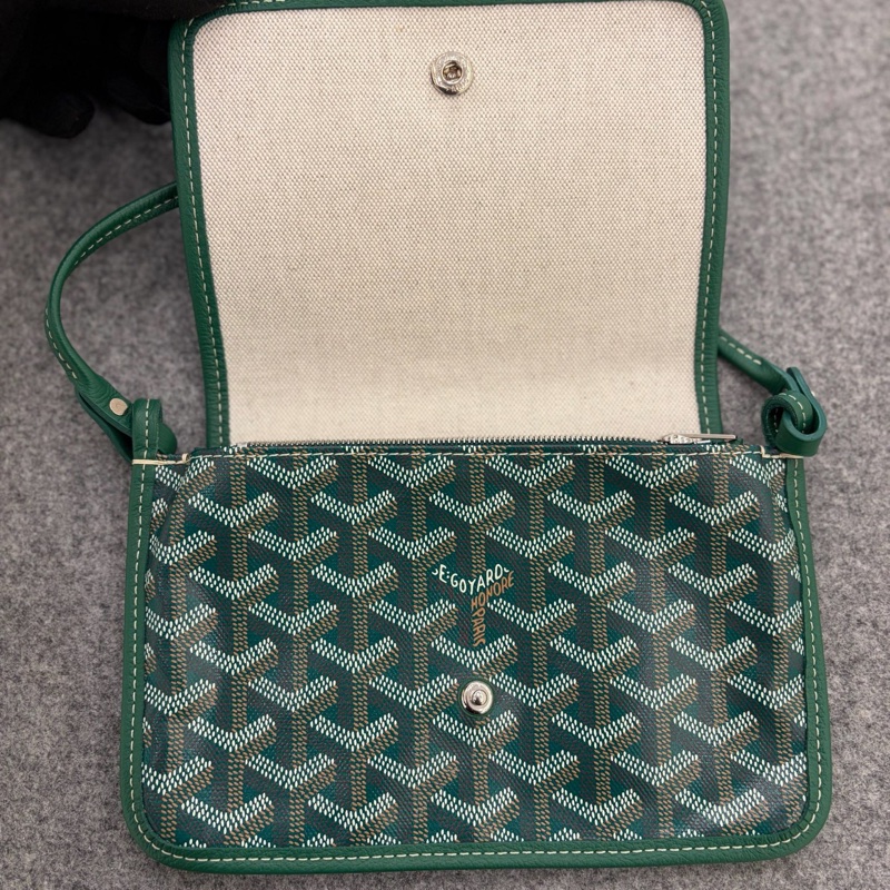 🆕99新Goyard戈雅 綠色mini信封包斜背包 銀扣💚正品-4