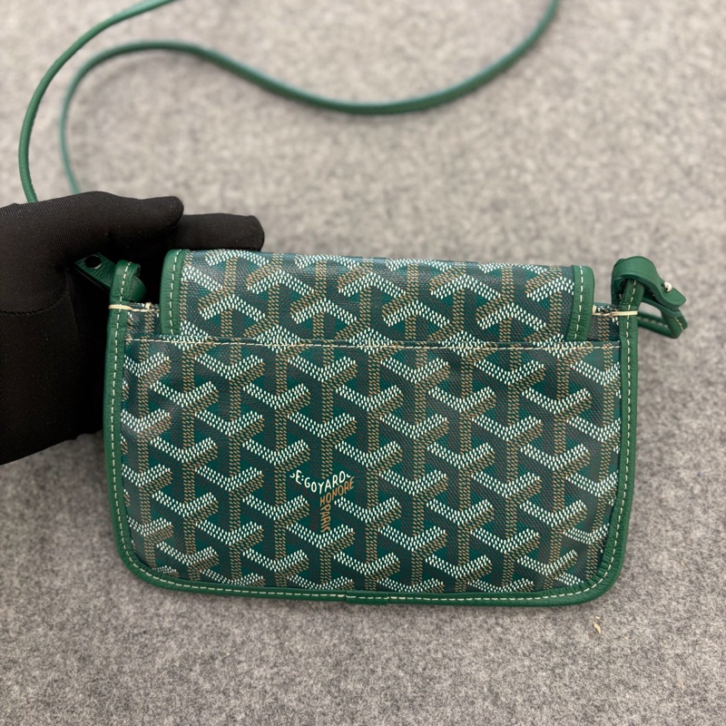 🆕99新Goyard戈雅 綠色mini信封包斜背包 銀扣💚正品-5