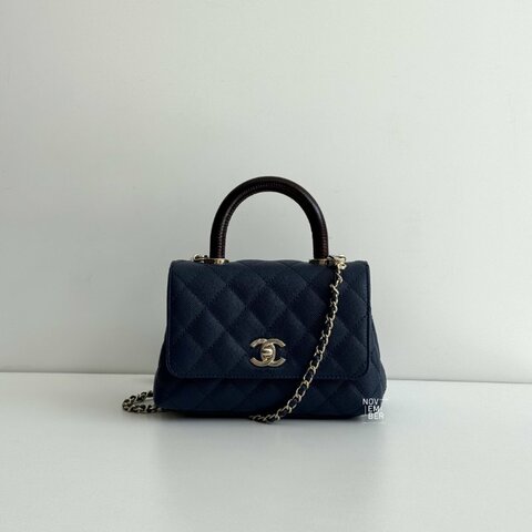 99新🆕 Chanel 香奈兒 Coco Handle mini 深藍色金釦