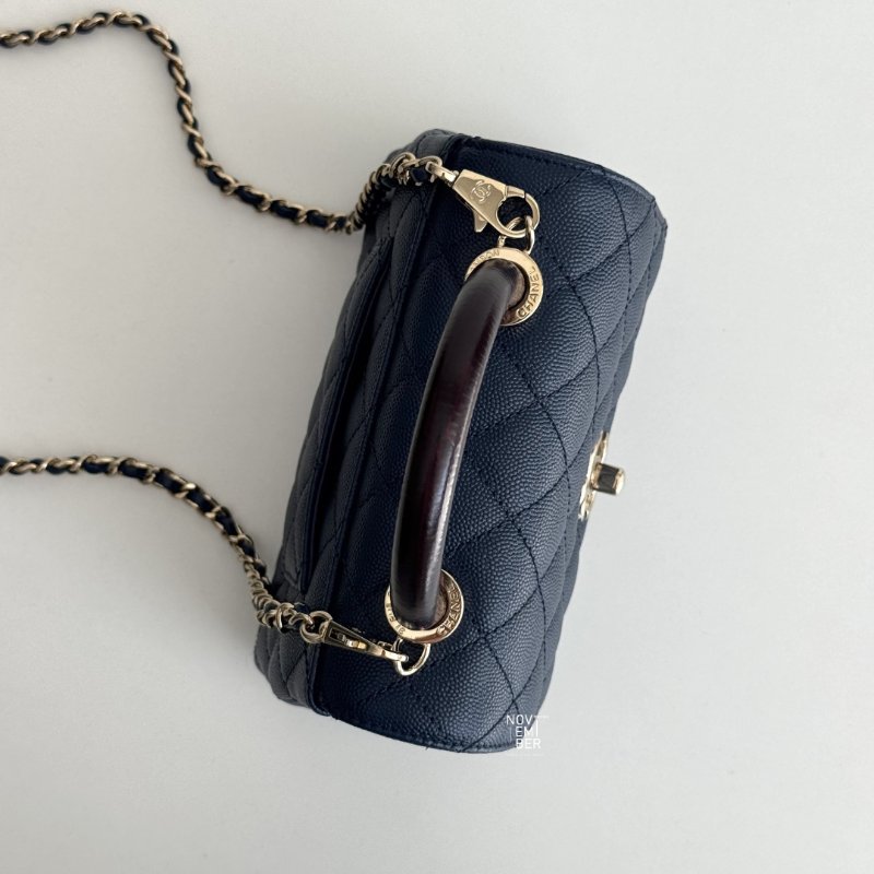 99新🆕 Chanel 香奈兒 Coco Handle mini 深藍色金釦-2