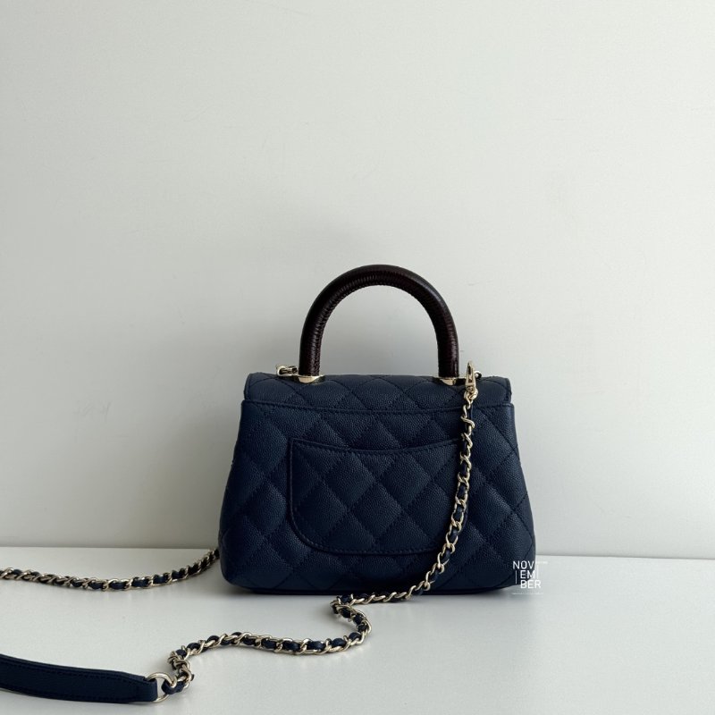 99新🆕 Chanel 香奈兒 Coco Handle mini 深藍色金釦-5