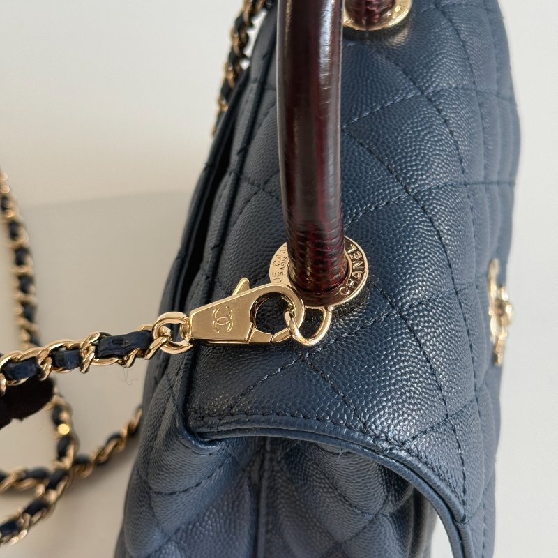99新🆕 Chanel 香奈兒 Coco Handle mini 深藍色金釦-7