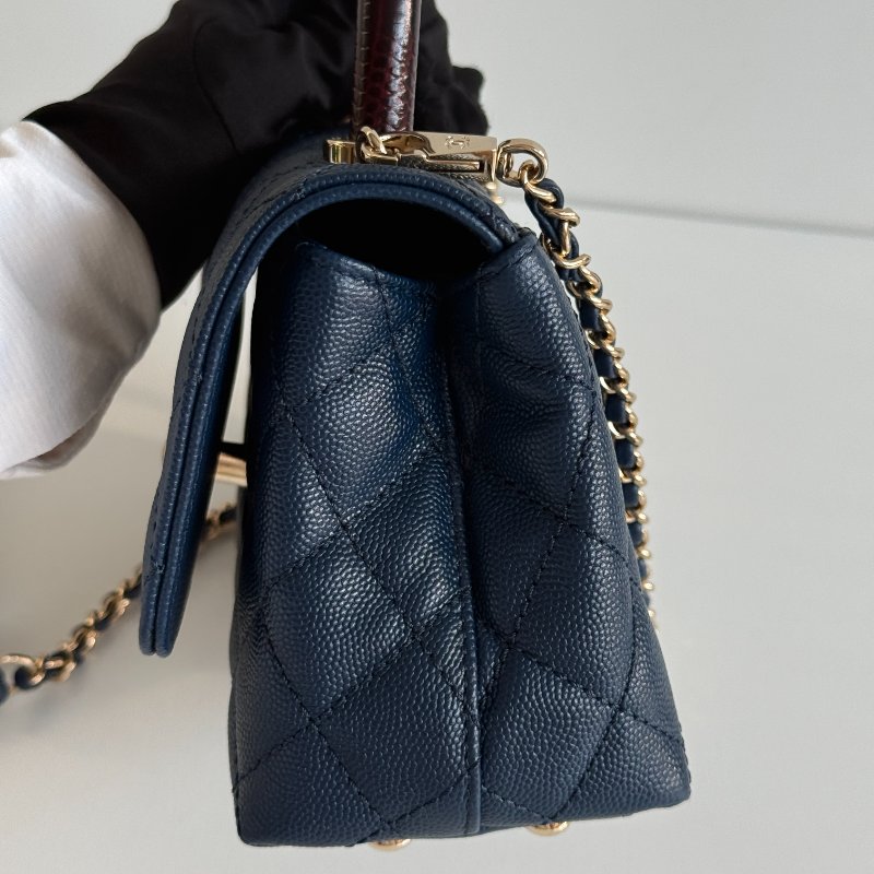 99新🆕 Chanel 香奈兒 Coco Handle mini 深藍色金釦-8