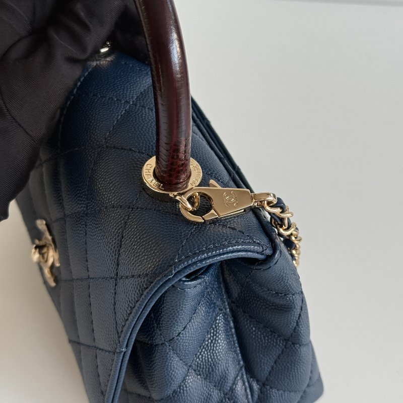 99新🆕 Chanel 香奈兒 Coco Handle mini 深藍色金釦-9
