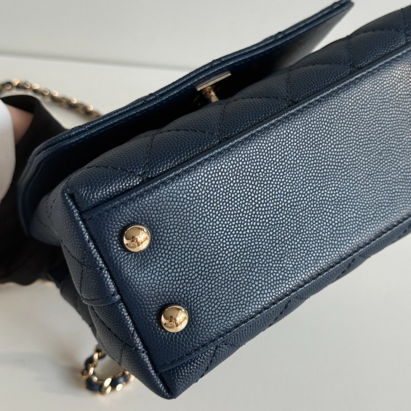 99新🆕 Chanel 香奈兒 Coco Handle mini 深藍色金釦-10