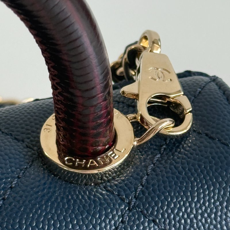 99新🆕 Chanel 香奈兒 Coco Handle mini 深藍色金釦-12