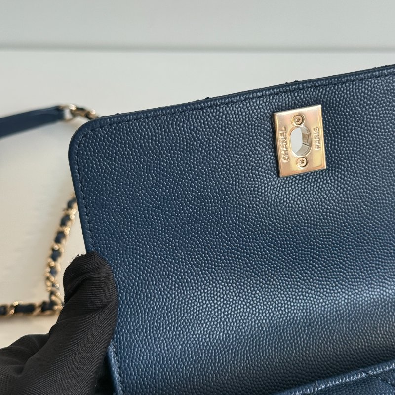 99新🆕 Chanel 香奈兒 Coco Handle mini 深藍色金釦-13