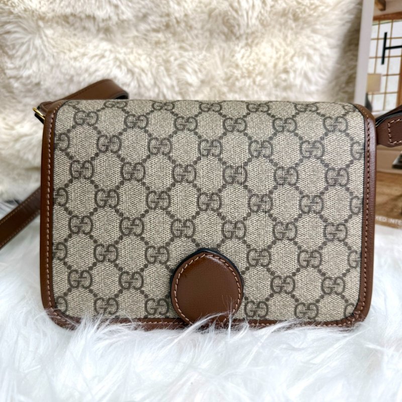 GUCCI Retro 棕色拼烏木色 老花 塗層帆布 mini-2