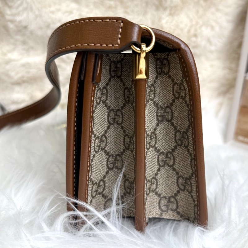 GUCCI Retro 棕色拼烏木色 老花 塗層帆布 mini-4